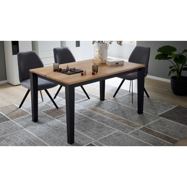 Interliving Esszimmer Serie 5102 – Auszugtisch Kernbuche & Mattschwarz - ca. 140 - 240 x 90 cm