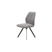 Interliving Esszimmer Serie 5102 – Polsterstuhl mit Drehfunktion kieselfarbener Webstoff Tirol & schwarzes Eisen