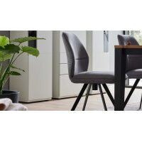 Interliving Esszimmer Serie 5102 – Polsterstuhl mit Drehfunktion kieselfarbener Webstoff Tirol & schwarzes Eisen