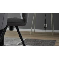 Interliving Esszimmer Serie 5102 – Polsterstuhl mit Drehfunktion kieselfarbener Webstoff Tirol & schwarzes Eisen