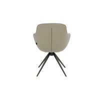 Interliving Esszimmer Serie 5115 - Armlehnstuhl Ravi milchkaffeefarbenes Leder Tendens Latte & anthrazitfarbenes Metall