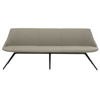 Interliving Esszimmer Serie 5115 - lederbezogene Polsterbank milchkaffeefarbenes Leder Tendens Latte & anthrazitfarbenes Metall - Länge ca. 215 cm