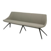 Interliving Esszimmer Serie 5115 - lederbezogene Polsterbank milchkaffeefarbenes Leder Tendens Latte & anthrazitfarbenes Metall - Länge ca. 215 cm