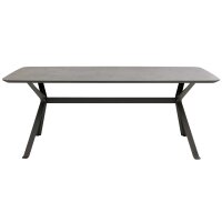 Interliving Esszimmer Serie 5115 - Esstisch mit robuster Tischplatte DEKTON® Grafitte Industrial & anthrazitfarbenes Metall - ca. 200 x 100 cm