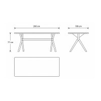 Interliving Esszimmer Serie 5115 - Esstisch mit robuster Tischplatte DEKTON® Grafitte Industrial & anthrazitfarbenes Metall - ca. 200 x 100 cm