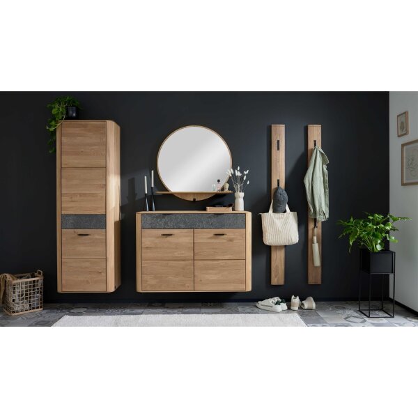 Interliving Garderoben Serie 6014 - Garderobenkombination Wildeiche & Granitfurnier - fünfteilig