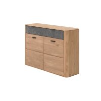 Interliving Garderoben Serie 6014 - Schuhschrank Wildeiche & Granitfurnier - zwei Schubladen, zwei Türen, Breite ca. 135 cm
