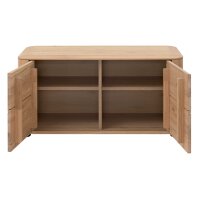 Interliving Garderoben Serie 6014 - Garderobenbank Wildeiche, Granitfurnier & schwarzer Bezug - zwei Türen, Länge ca. 90 cm