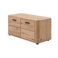 Interliving Garderoben Serie 6014 - Garderobenbank Wildeiche, Granitfurnier & schwarzer Bezug - zwei Türen, Länge ca. 90 cm