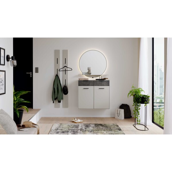 Interliving Garderoben Serie 6013 - Garderobenkombination Sahara Creme & Granitfurnier - vierteilig