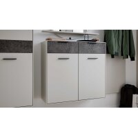 Interliving Garderoben Serie 6013 - Schuhschrank Sahara Creme & Granitfurnier - zwei Türen, zwei Schubladen, Breite ca. 90 cm