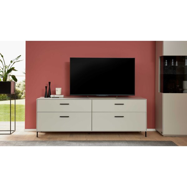 Interliving Wohnzimmer Serie 2030 PLUS - Lowboard Sahara Creme & Granitfurnier - zwei Schubladen, Länge ca. 180 cm