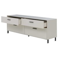 Interliving Wohnzimmer Serie 2030 PLUS - Wohnwand Sahara Creme & Granitfurnier - fünfteilig, Länge ca. 309 cm