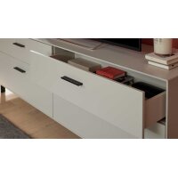 Interliving Wohnzimmer Serie 2030 PLUS - Lowboard Sahara Creme & Granitfurnier - zwei Schubladen, Länge ca. 200 cm