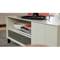 Interliving Wohnzimmer Serie 2030 PLUS - Couchtisch Sahara Creme & Granitfurnier - zwei Türen, eine Schublade, ca. 110 x 60 cm