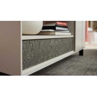 Interliving Wohnzimmer Serie 2030 PLUS - Couchtisch Sahara Creme & Granitfurnier - zwei Türen, eine Schublade, ca. 110 x 60 cm