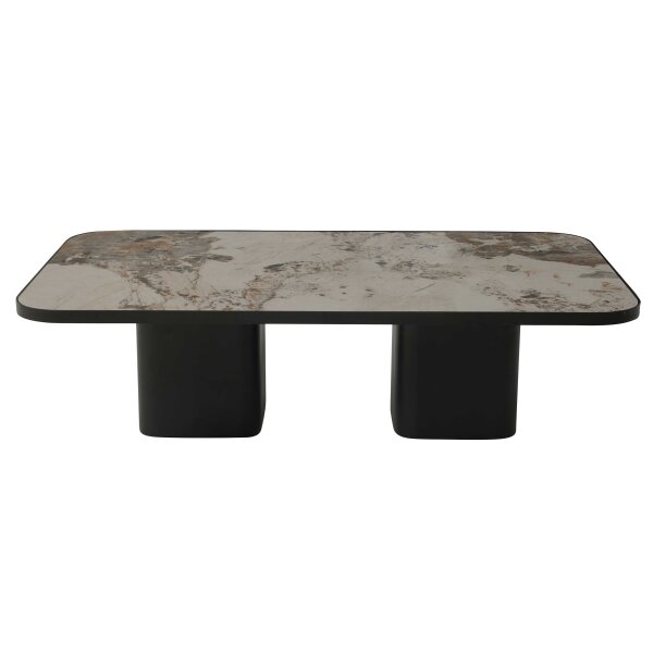 Interliving Couchtisch Serie 6229 marmorfarbene Keramik Calcatta & schwarzer Stahl - ca. 140 x 80 cm