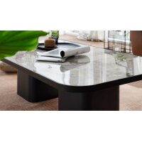 Interliving Couchtisch Serie 6229 marmorfarbene Keramik Calcatta & schwarzer Stahl - ca. 140 x 80 cm