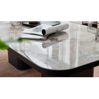 Interliving Couchtisch Serie 6229 marmorfarbene Keramik Calcatta & schwarzer Stahl - ca. 140 x 80 cm
