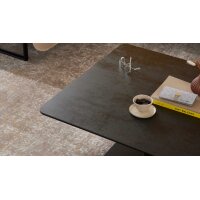 Interliving Couchtisch Serie 6228 mit Liftfunktion titanfarbene Keramik & schwarzer Stahl - ca. 80 x 80 cm