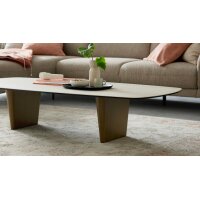 Interliving Couchtisch Serie 6227 travertinfarbene Keramik & bronzefarbener Stahl - ca. 140 x 70 cm
