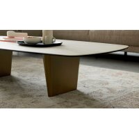 Interliving Couchtisch Serie 6227 travertinfarbene Keramik & bronzefarbener Stahl - ca. 140 x 70 cm
