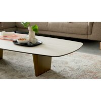 Interliving Couchtisch Serie 6227 travertinfarbene Keramik & bronzefarbener Stahl - ca. 140 x 70 cm