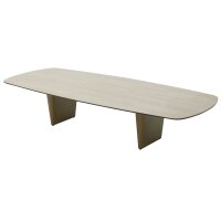 Interliving Couchtisch Serie 6227 travertinfarbene Keramik & bronzefarbener Stahl - ca. 140 x 70 cm