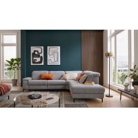 Interliving Sofa Serie 4064 - Ecksofa graue Chenille Toni & Fuß W003-01 - Stellfläche ca. 291 x 252 cm