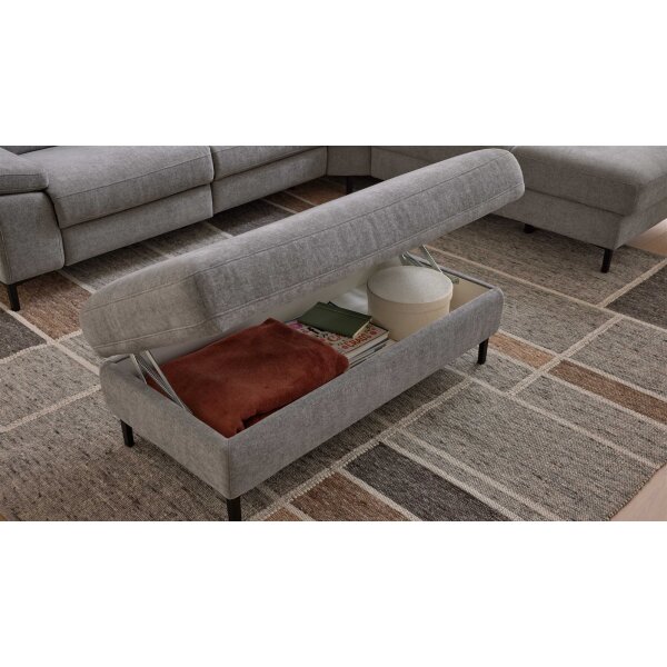 Interliving Sofa Serie 4064 - XXL-Funktionshocker graue Chenille Toni & Fuß W003-01 - ca. 130 x 65 cm