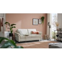 Interliving Schlafsofa Serie 4700 - Schlafsofa naturweißes Flachgewebe Cyber & schwarze Aluminiumfüße - Breite ca. 228 cm