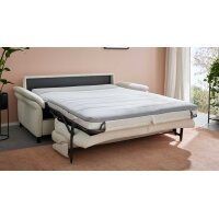 Interliving Schlafsofa Serie 4700 - Schlafsofa naturweißes Flachgewebe Cyber & schwarze Aluminiumfüße - Breite ca. 228 cm