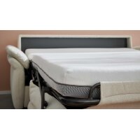 Interliving Schlafsofa Serie 4700 - Schlafsofa naturweißes Flachgewebe Cyber & schwarze Aluminiumfüße - Breite ca. 208 cm