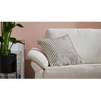 Interliving Schlafsofa Serie 4700 - Schlafsofa naturweißes Flachgewebe Cyber & schwarze Aluminiumfüße - Breite ca. 208 cm