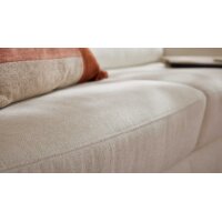 Interliving Schlafsofa Serie 4700 - Schlafsofa naturweißes Flachgewebe Cyber & schwarze Aluminiumfüße - Breite ca. 208 cm