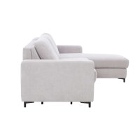 Interliving Schlafsofa Serie 4700 - Ecksofa mit Schlaffunktion silberfarbener Bezug Toni & schwarze Metallfüße - Stellfläche ca. 270 x 190 cm