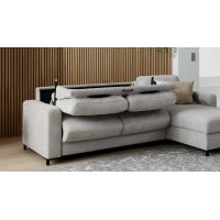 Interliving Schlafsofa Serie 4700 - Ecksofa mit Schlaffunktion silberfarbener Bezug Toni & schwarze Metallfüße - Stellfläche ca. 270 x 190 cm