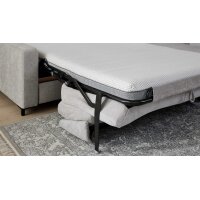 Interliving Schlafsofa Serie 4700 - Ecksofa mit Schlaffunktion silberfarbener Bezug Toni & schwarze Metallfüße - Stellfläche ca. 270 x 190 cm