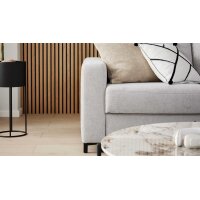 Interliving Schlafsofa Serie 4700 - Ecksofa mit Schlaffunktion silberfarbener Bezug Toni & schwarze Metallfüße - Stellfläche ca. 270 x 190 cm