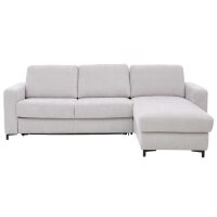 Interliving Schlafsofa Serie 4700 - Ecksofa mit Schlaffunktion silberfarbener Bezug Toni & schwarze Metallfüße - Stellfläche ca. 270 x 190 cm