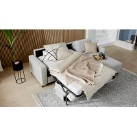 Interliving Schlafsofa Serie 4700 - Ecksofa mit Schlaffunktion silberfarbener Bezug Toni & schwarze Metallfüße - Stellfläche ca. 270 x 190 cm