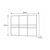 Interliving Kleiderschrank Serie 1205 – Schwebetürenschrank Champagner & Bianco Eiche – drei Türen, Breite ca. 300 cm