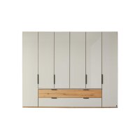 Interliving Schlafzimmer Serie 1034 – Kleiderschrank champagnerfarbenes Glas & Kernholz – sechs Türen & zwei Schubladen, Breite ca. 300 cm
