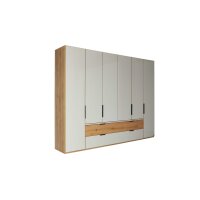 Interliving Schlafzimmer Serie 1034 – Kleiderschrank champagnerfarbenes Glas & Kernholz – sechs Türen & zwei Schubladen, Breite ca. 300 cm