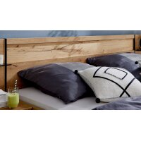 Interliving Schlafzimmer Serie 1034 – Bettgestell Bianco Eiche & Schwarz - Liegefläche ca. 180 x 200 cm