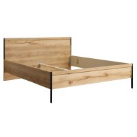 Interliving Schlafzimmer Serie 1034 – Bettgestell Bianco Eiche & Schwarz - Liegefläche ca. 180 x 200 cm