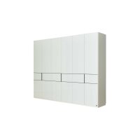 Interliving Schlafzimmer Serie 1033 – Kleiderschrank weißes Glas & Holz – sechs Türen, Breite ca. 300 cm