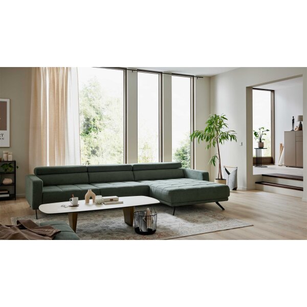 Interliving Sofa Serie 4303 – Ecksofa moosgrüner Pfotenstoff Cyber - Stellfläche ca. 323 x 190 cm