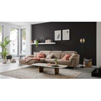 Interliving Sofa Serie 4461 - Ecksofa sandfarbener Bezug Mido 64 & schwarze Metallfüße - Stellfläche ca. 185 x 290 cm