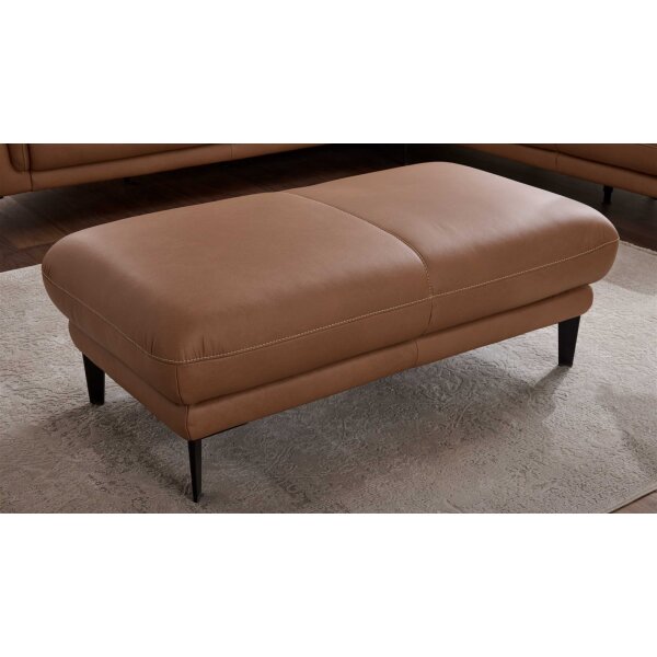 Interliving Sofa Serie 4461 - XXL-Hocker haselnussfarbenes Leder Punch & schwarze Aluminiumfüße - ca. 120 x 65 cm